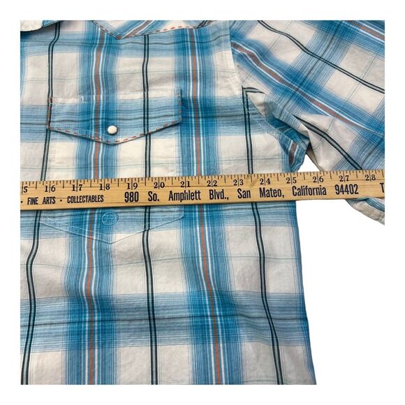 Roper Wear The West Men's Plaid Collared Pockets Button-Up Shirt Blue Size XL - Picture 6 of 12